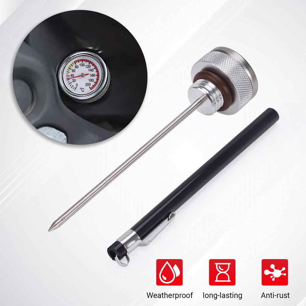 New M20 X 2.5 Motorcycle Fuel Tank Caps with 35MM Oil Temperature Gauge 0-200 Pointers Thermometer Cap Cover with 117MM Probe