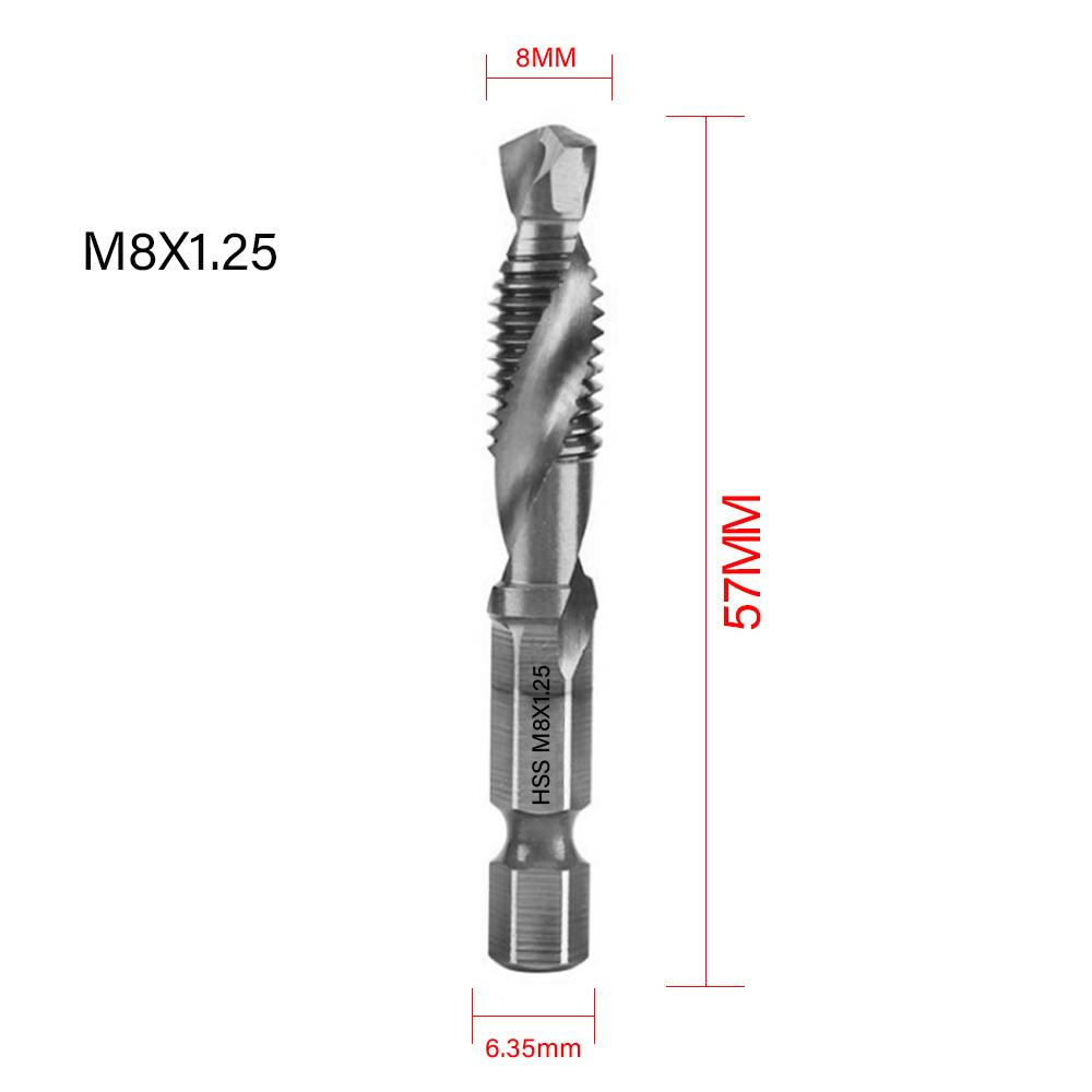 1/6Pcs Tap Drill Bit Set Hex Shank Titanium Plated HSS Screw Thread Bit Screw Machine Compound Tap M3 M4 M5 M6 M8 M10 Hand Tools