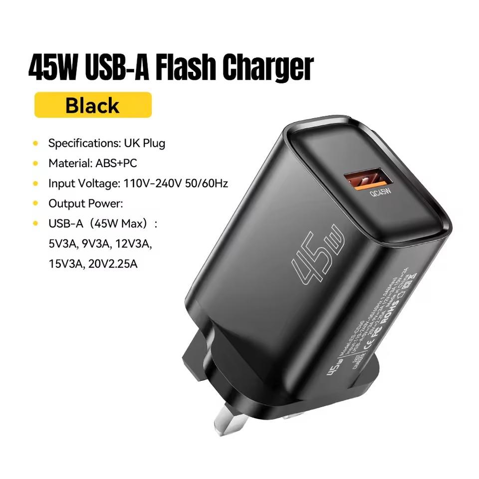 Essager 45W USB A Ladegerät QC3.0 PD Schnellladung Wandladegerät Für Samsung Galaxy S24 S23 Xiaomi 15 iPad Vivo USB A Schnelllader