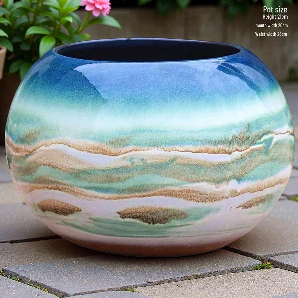 Handmade Coarse Pottery Tall Flower Pot for Succulents and Green Plants – Breathable Ceramic Jar for Bird of Paradise & Bougainvillea