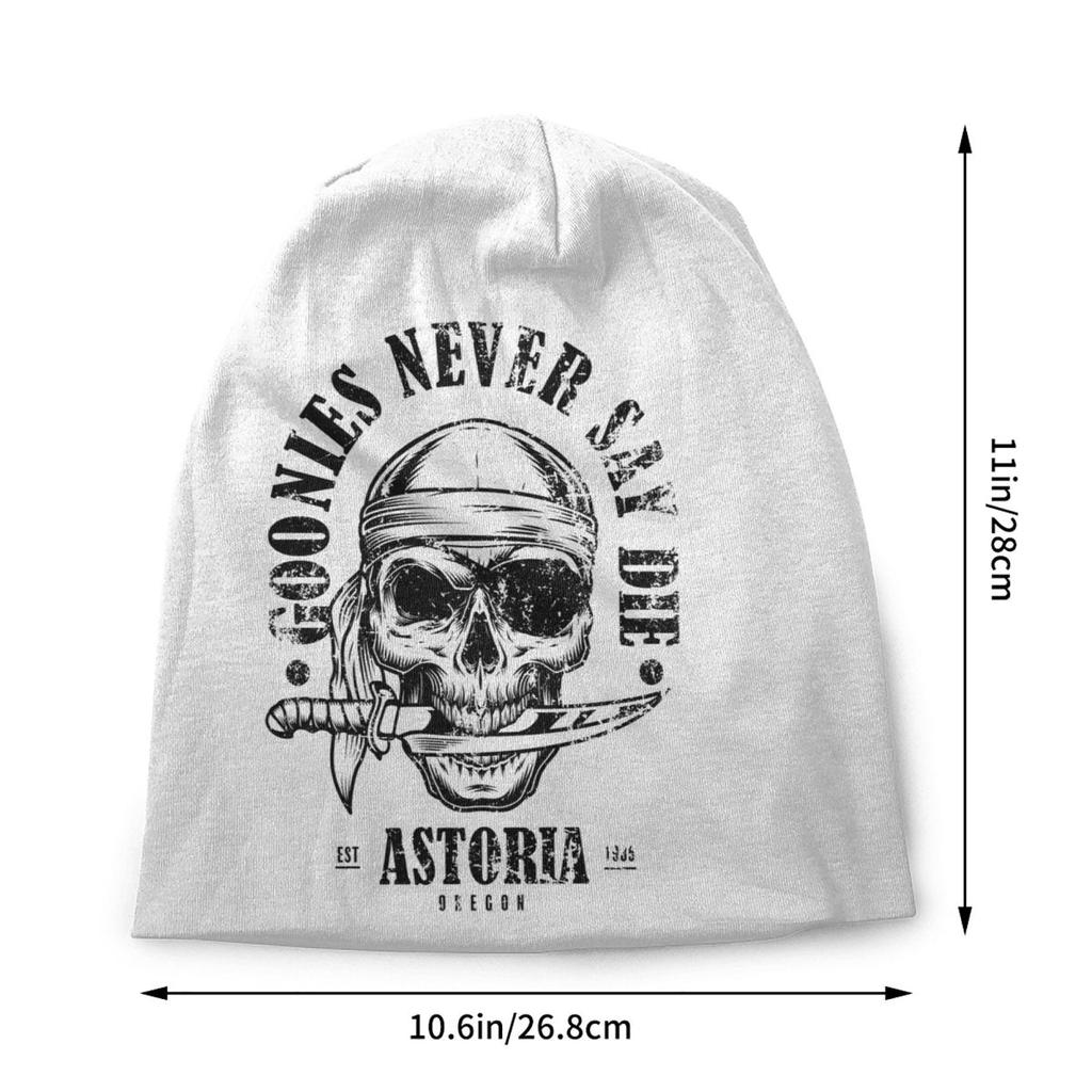 Goonies Never Say Die Skullies Beanies Caps For Unisex Women Unisex Street Winter Warm Knitting Hat Adult Pirate Skull Bonnet Hats