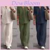 Urban Style Cotton Blend Long Sleeve Shirt And Wide Leg Pants Set For Women