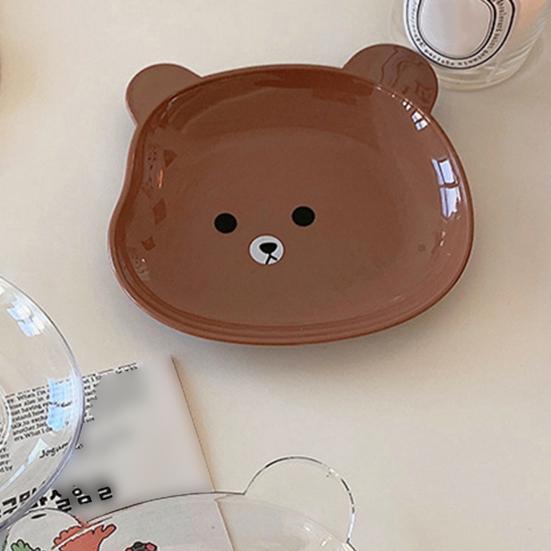 2Pcs Snack To Plate Easy Clean Plastic Cartoon Bear Shape Sauce Dish Plates