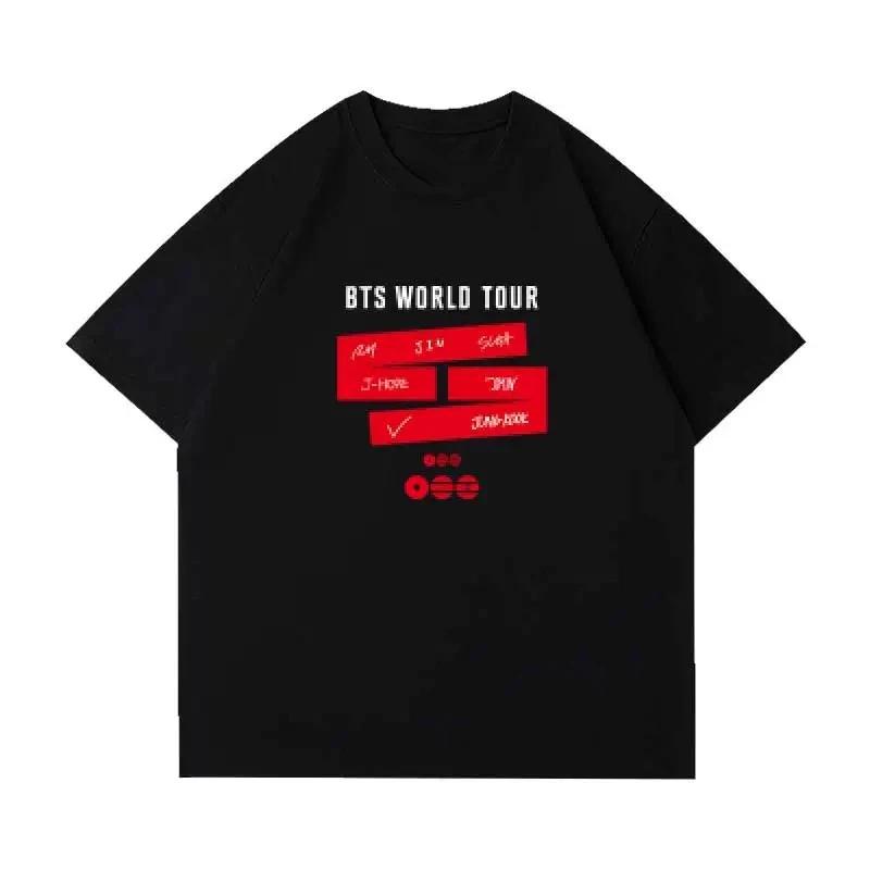 Kpop BTS 2026 Welttournee Arirang Gleicher Stil T-Shirt Herren Damen Mitglieder Namensliste Druck Lässiges Kurzarm-T-Shirt Koreanische Fans Geschenk
