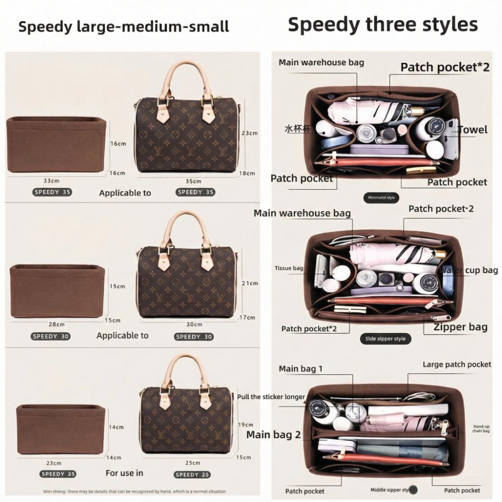 Organizzatore per Borsa Inserto Organizer in Feltro per Borsa di Lusso Speedy 25 30 35 Beauty Case Sagomatore Rivestimento Interno da Viaggio