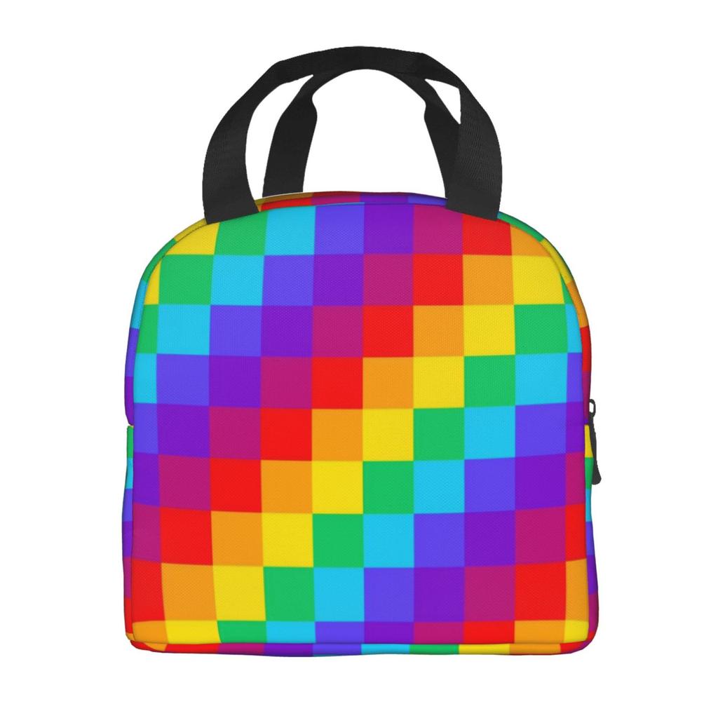 Color Race Checkered Flag Pattern Insulated Lunch Box Leak-proof Thermal Cooler Lunch Bag for Men Women Kids Work Trip Picnic