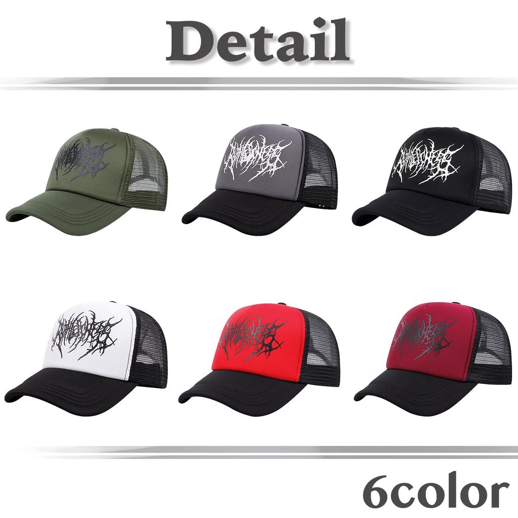 Street CZ825 [White Fang] Cap, Hat, Mesh, Style, Breathable, Fashionable, Stylish, Men's, (Black)