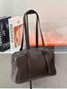 Korean Style 2025 Simple Large Capacity Underarm Handbag, Vegetable-Tanned Leather