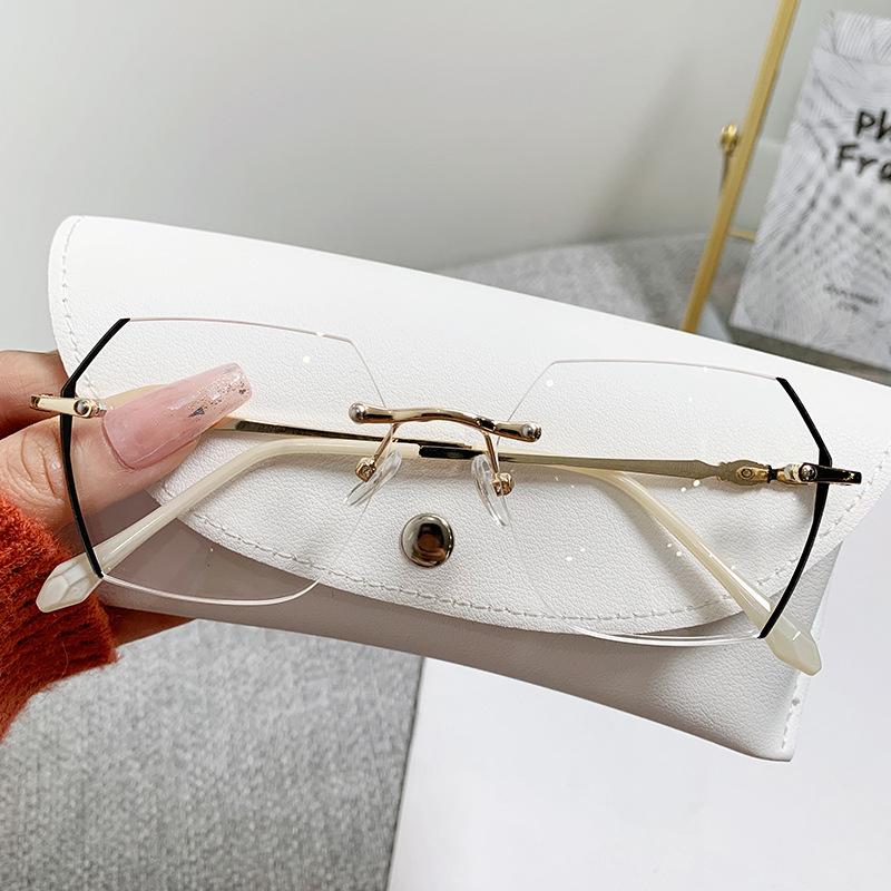 

Модные безрамные очки в оправе для пар, готовые очки для близорукости, сверхлегкий и элегантный артефакт, очки с защитой от синего света, отпускаемые без рецепта -400