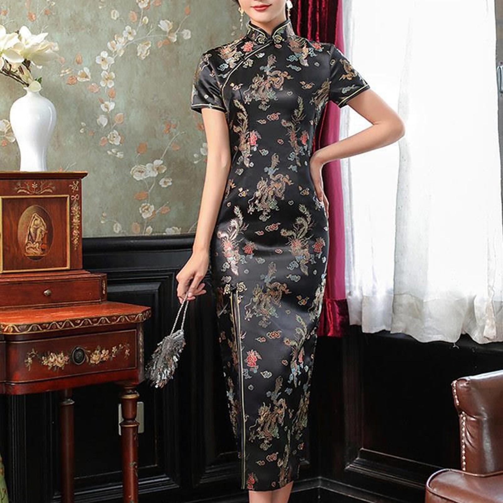 Женское модное элегантное платье с коротким рукавом в стиле ретро с принтом XXXXL винный — фото 6