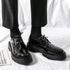 New leather shoes casual British style round head youth design sense thick sole heightening small leather shoes