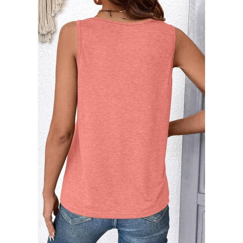 Summer Solid Color V-neck Sleeveless Top for Women Casual Loose Vest for Women Vest