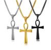 2024 Men's Simple Polished Egyptian Ankh Cross Pendant Necklace