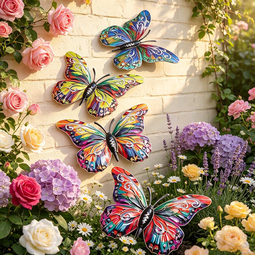 4 Pcs Metal Butterfly Wall Decor Multifunctional Hanging Decoration Butterfly Wall Hanging Balcony