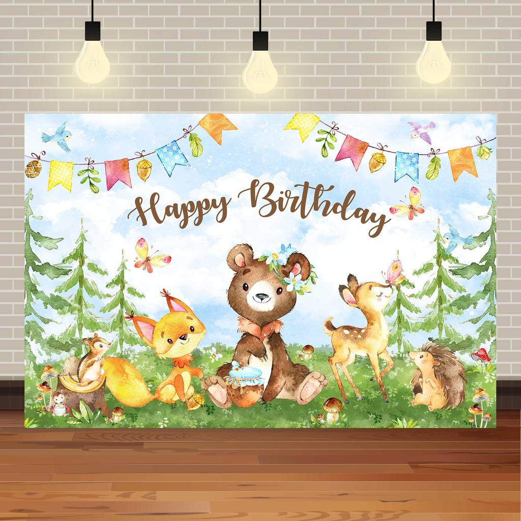 Safari Wild One Birthday Photography Backdrop Jungle Animals 1st Birthday Party Newborn Baby Room Wall Gifts Custom Background