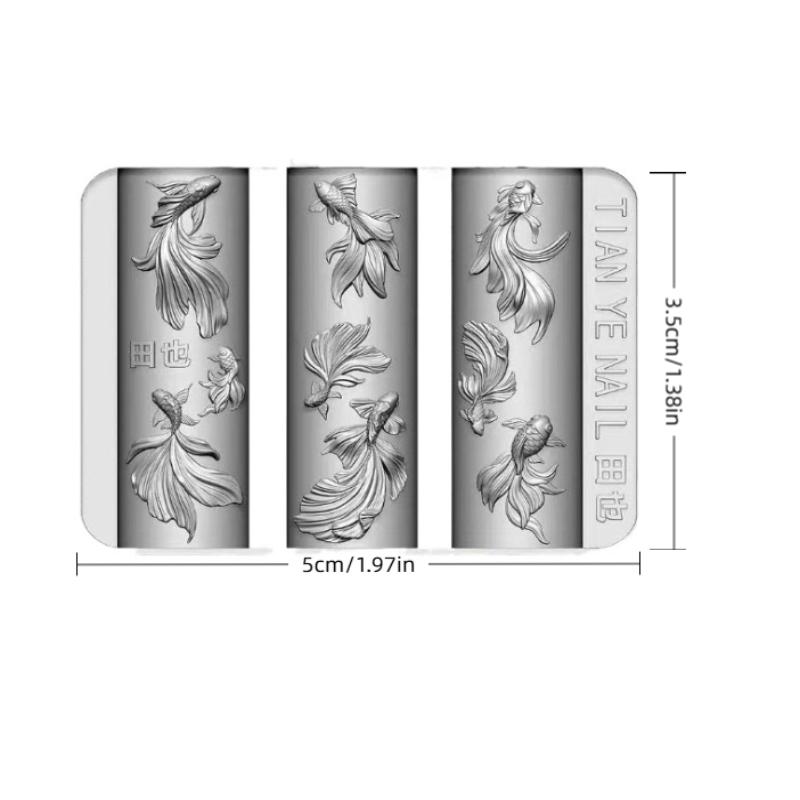 3D Soft Silicone Nail Ocean Mermaid Templates Nail Art Mold Goldfish Koi Buttonscarves Cartoon Template For Nail Diy Accessories