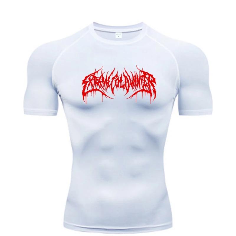 Abbigliamento Fitness Estivo Felpa a Compressione Manica Corta Uomo Corsa Asciugatura Rapida Top Palestra Allenamento Bodybuilding Maglietta
