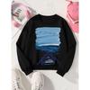 Girls' Soft Crewneck Sweatshirt, Blue Sea Sky Birds Pier Print Pattern with Cute Creative Print, Casual All-Match for Fall Winter