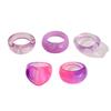 Fünfteiliges, farbenfrohes, unregelmäßiges Ring-Set aus Acrylharz für Damen – minimalistisches Nischendesign