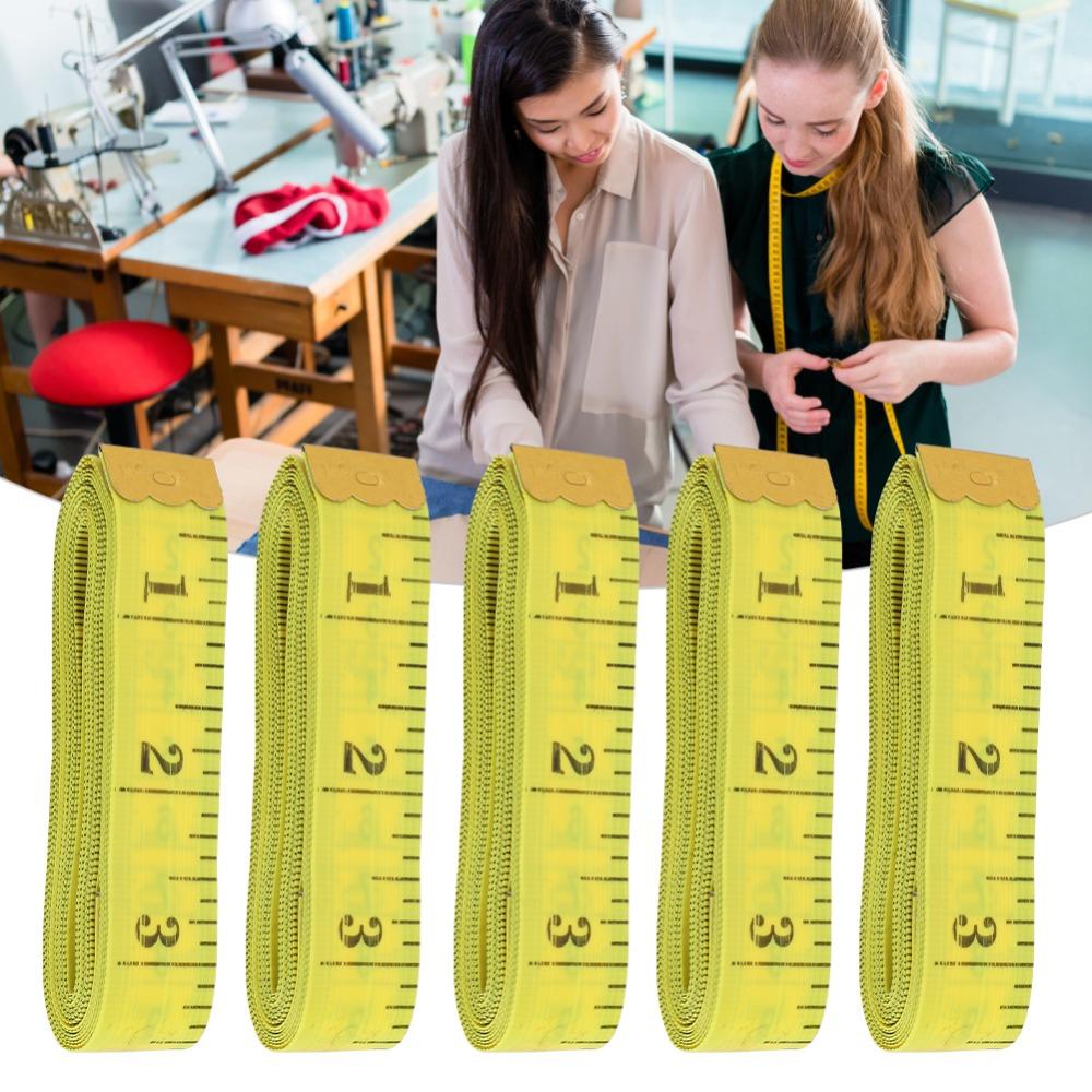 10Pcs Yellow Soft Tape Measure Double Scale Tailor Cloth Ruler  For Weight Loss