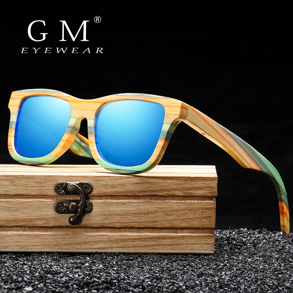 GM Fashion Skateboard Wood Bamboo Sunglasses Polarized for Women Mens New Brand Designer Wooden Sun Glasses UV400 Box 3834