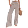 2026 Women's Loose Striped Smocked Cotton Linen Casual Pants