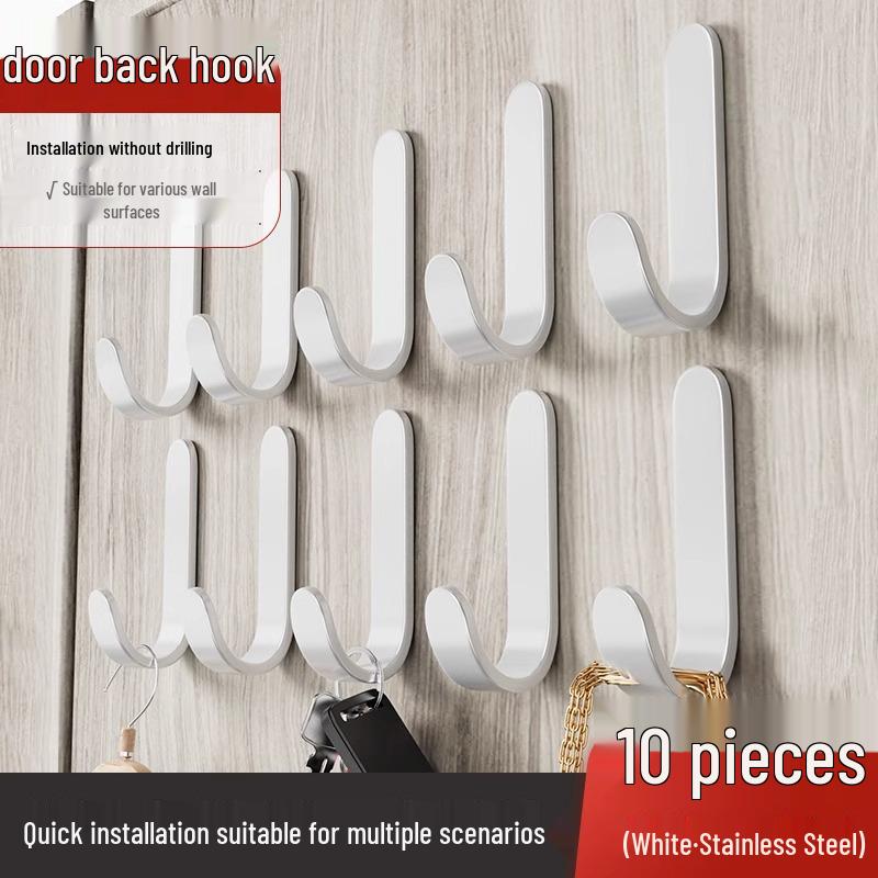 Strong Adhesive No-Punch Wall Hooks for Kitchen & Bathroom - No-Trace, Heavy-Duty Hanging Solution