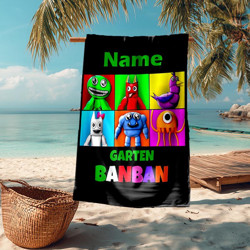 Custom Name Ultra-Soft Beach Towel with Garten of Banban Theme,Ideal for Pool - Camping, Diving - Perfect Travel Essential, Vibrant Beach Towel.