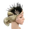 1920s Vintage Feather Flapper Gatsby Headband Rhinestone Pearl Metal Chain Charleston Party Bridal Headpiece Carnival Accessorie