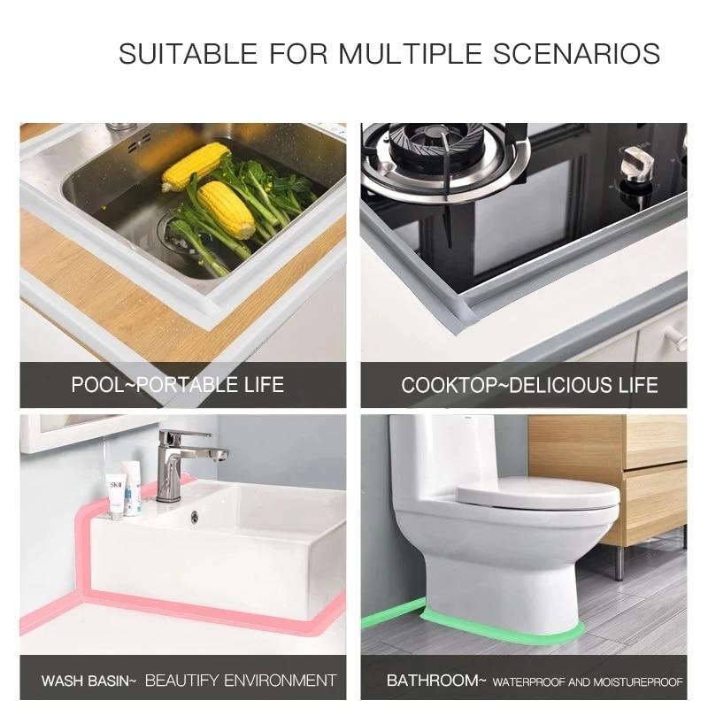 Bathroom Shower Sink Bath Sealing Strip Tape White PVC Self Adhesive Waterproof Wall Sticker for Bathroom Kitchen