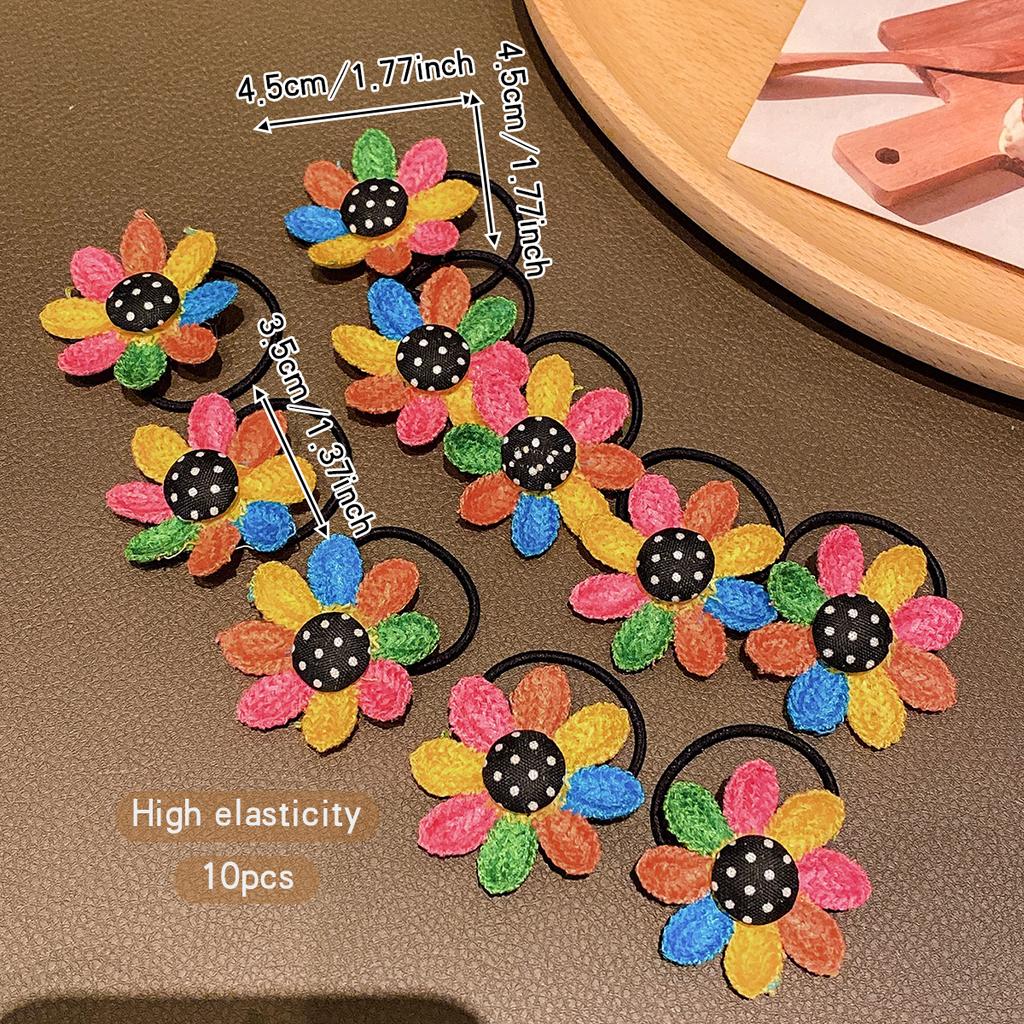 10 Colorful Sunflower Leather Bands, Sweet and Cute Hair Accessories Suitable for Daily Use