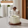 Solid Wood Ceramic Toothpick Box Home Creative Dental Floss Cotton Swab Storage Jar Glass Ceramic Toothpick Jar with Lid