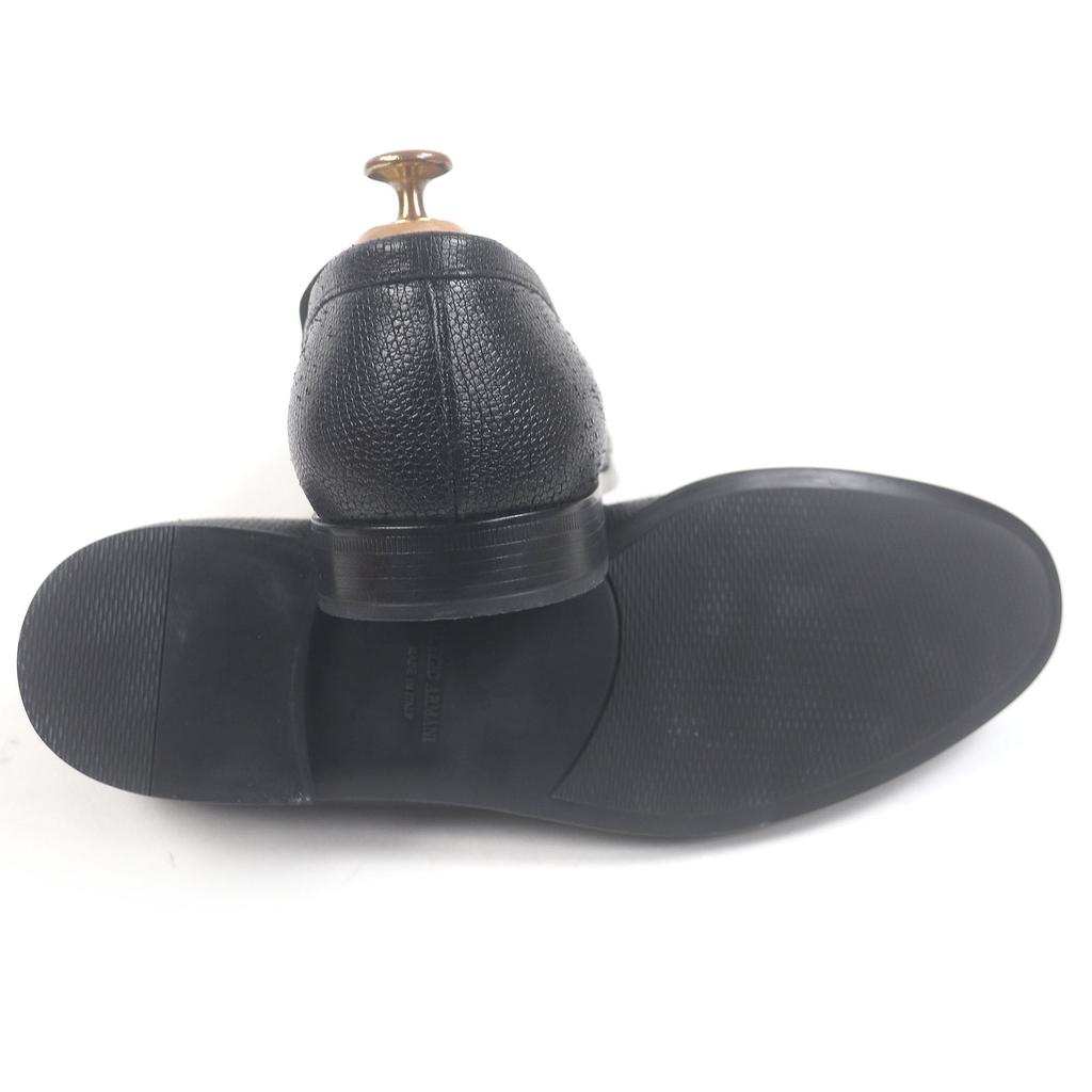 GIORGIO ARMANI loafers Logo Metal Moccasins black leather mens 10 Used