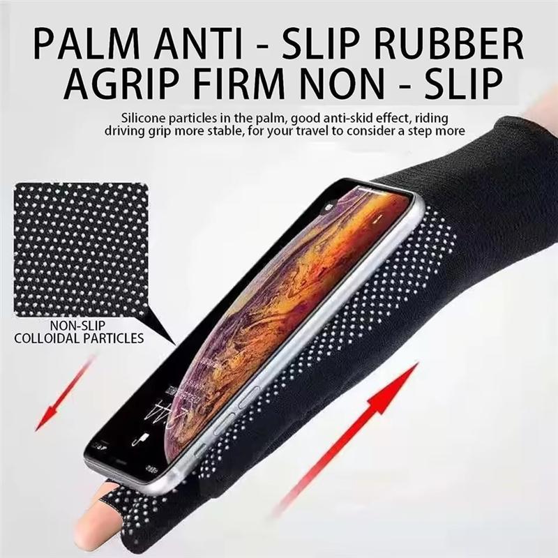 Men's and Women's Anti Slip Work Gloves Motorcycle Riding Sports Gloves Lightweight Breathable Exposed Two Finger Gloves