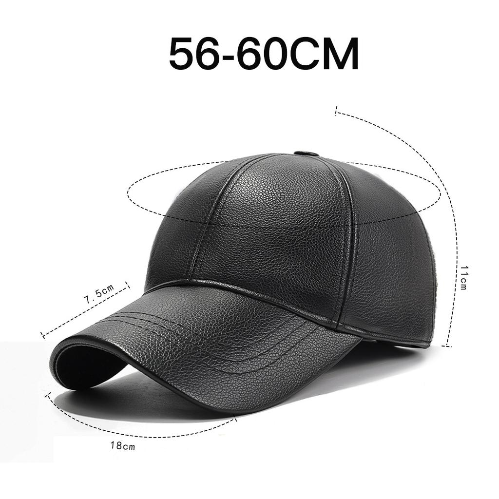 Autumn Winter PU Baseball Cap Outdoor Velvet Warm Cap Middle-Aged Men's Cap