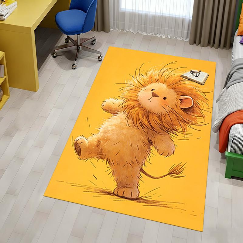Lion Cub Pattern Area Rug, Office Carpet Indoor Outdoor Entrance Doormat, Non-Slip Soft And Comfortable, Living Room, c122015