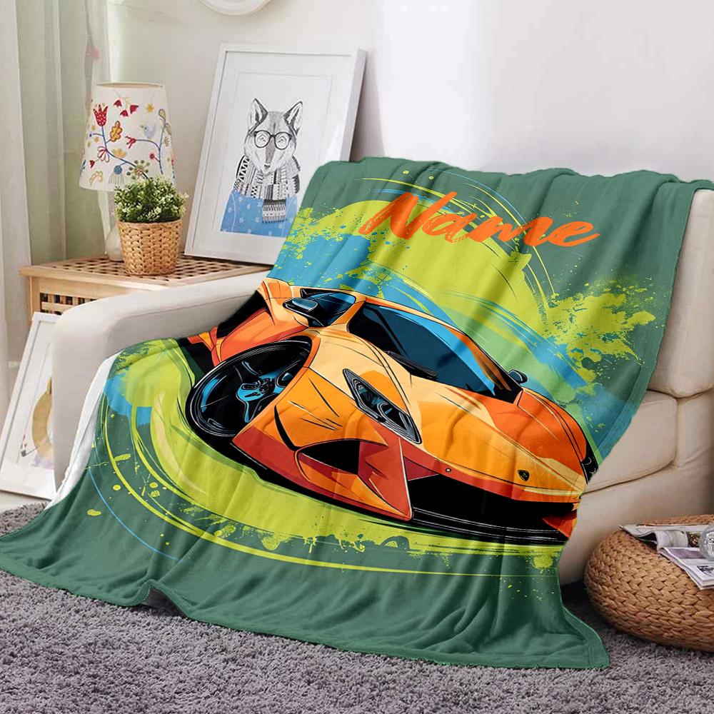 Custom Name Racing Theme Printed Blanket - Perfect for Couch, Bed, Travel & Outdoor Use | Machine Washable, Cozy & Durable.