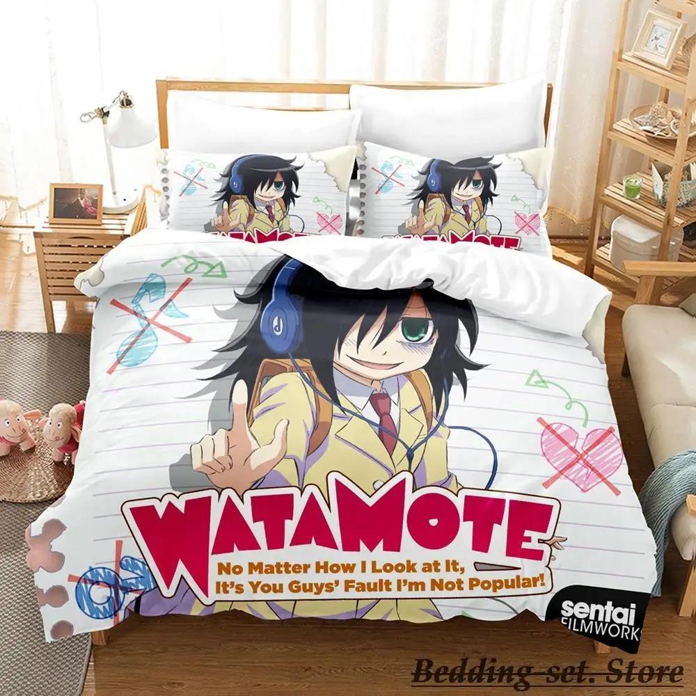 Watamote Bedding Set Single Twin Full Queen King Size Bed Set Adult Kid Bedroom Duvetcover Sets Anime parure de lit Bed