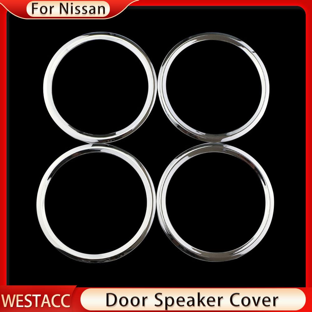 ABS Chrome Door Stereo Speaker Ring Cover for Nissan Sunny Versa 2011 2012 2013 2014 2015 2016 Speaker Trim Sticker