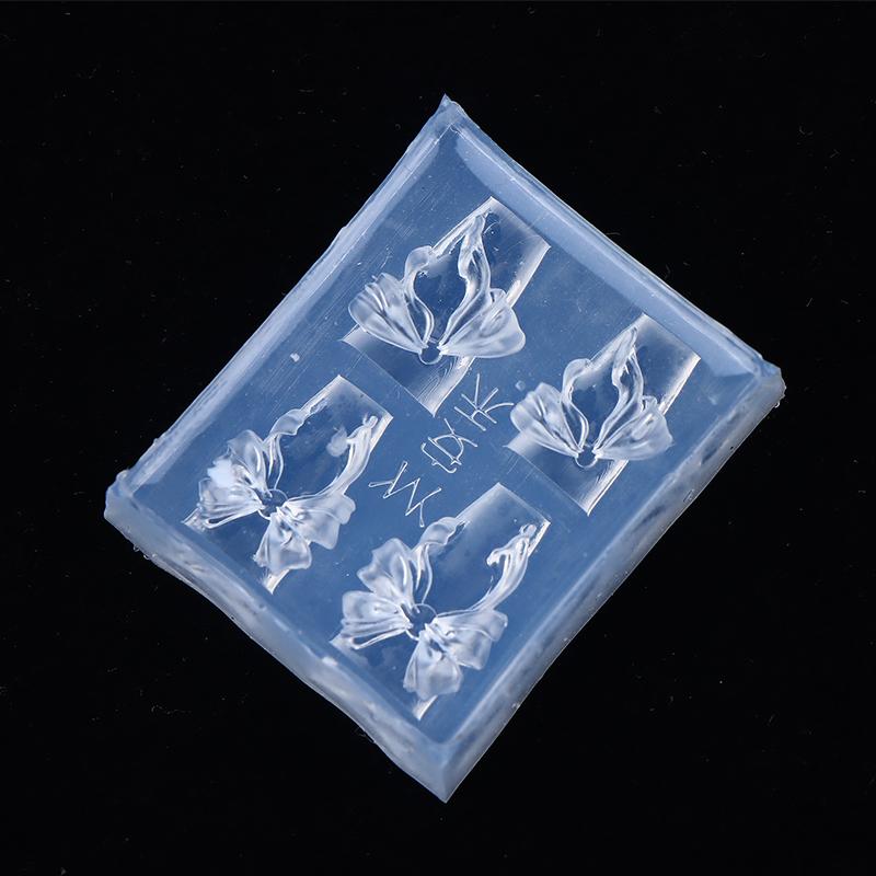 3D Ribbon Bowknot Shaped Nail Mold Stamping Stencil For Uv Gel Polish Art Silicone Carving Design Diy Charm Decorations