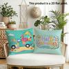 1/4pcs Summer Themed 2D Flat Print Pillow Covers Sofa Bed Cushion Cover Home Bedroom Decoration, 2D Flat Printing