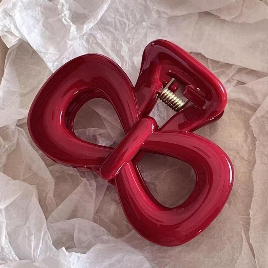 2Pcs French Style Shark Claw Clamp Hairpin Vintage Polka Dot Red Bow Hair Clip Barrette Headwear Hair Accessory For Women