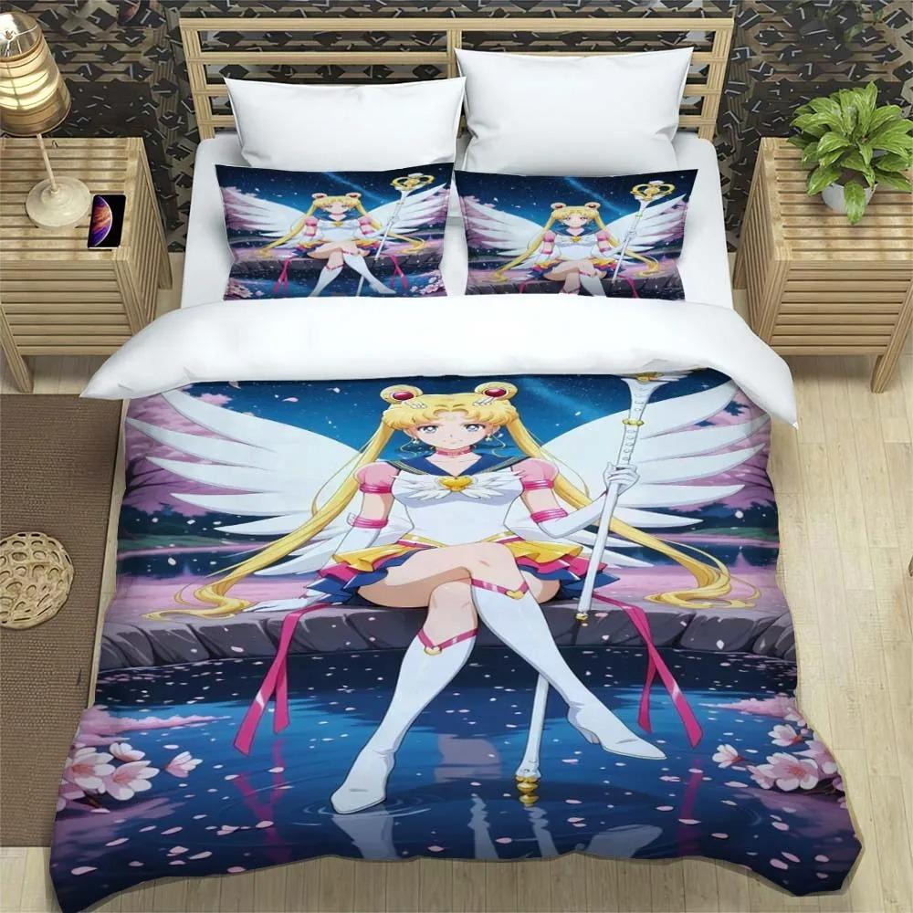 New Kawaii Sailor Moon Duvet Cover Pillowcase Bedding Set Adult Boy Bedroom Decoration Children Gift Single Double Large Size