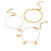 Ozean Elemente Edelstahl Armband Set Schmuck Muschel Seestern Anhänger Perlenkette Schlangen Kette Dreiteiliges Set