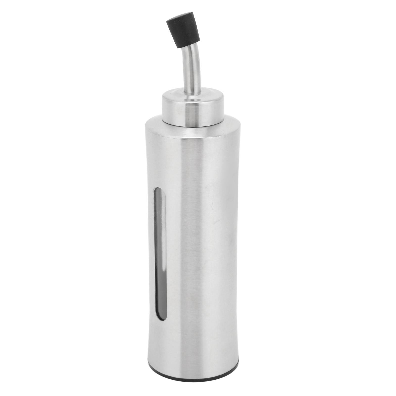 Bouteille Distributrice d'Huile d'Olive Acier Inoxydable 304 Huilier à Vinaigre avec Bec Verseur Fenêtre Transparente pour Maison Cuisine Restaurant