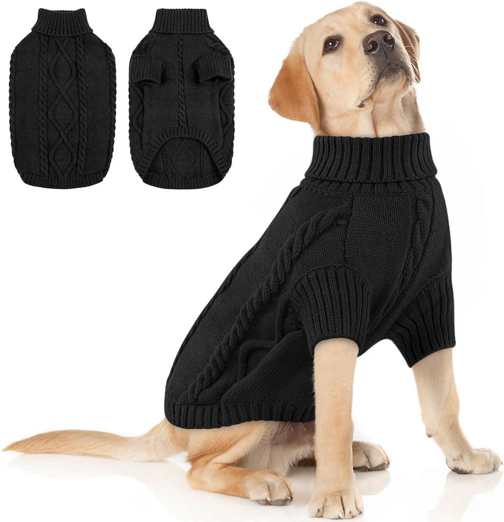 Dog High Collar Knit Sweater for Autumn/Winter 2025 - Solid Color Pet Clothing