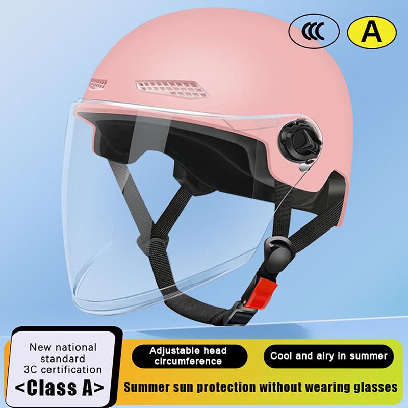 1 Piece 3C Certified Men'S And Women'S Adult Cartoon Electric Bicycle Motorcycle Half Helmet With Goggles Bicycle Safety Helmet
