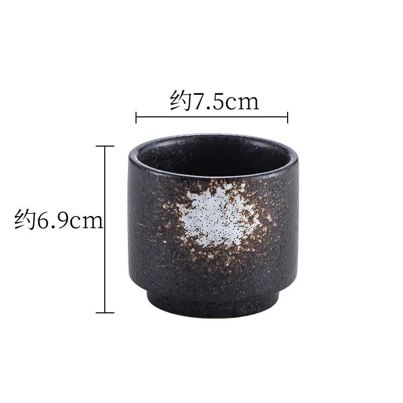 Japanese Style Ceramic Tea Cup Retro Stoneware Coffee Mug Stackable Handmade 200ml Round Single-Layer