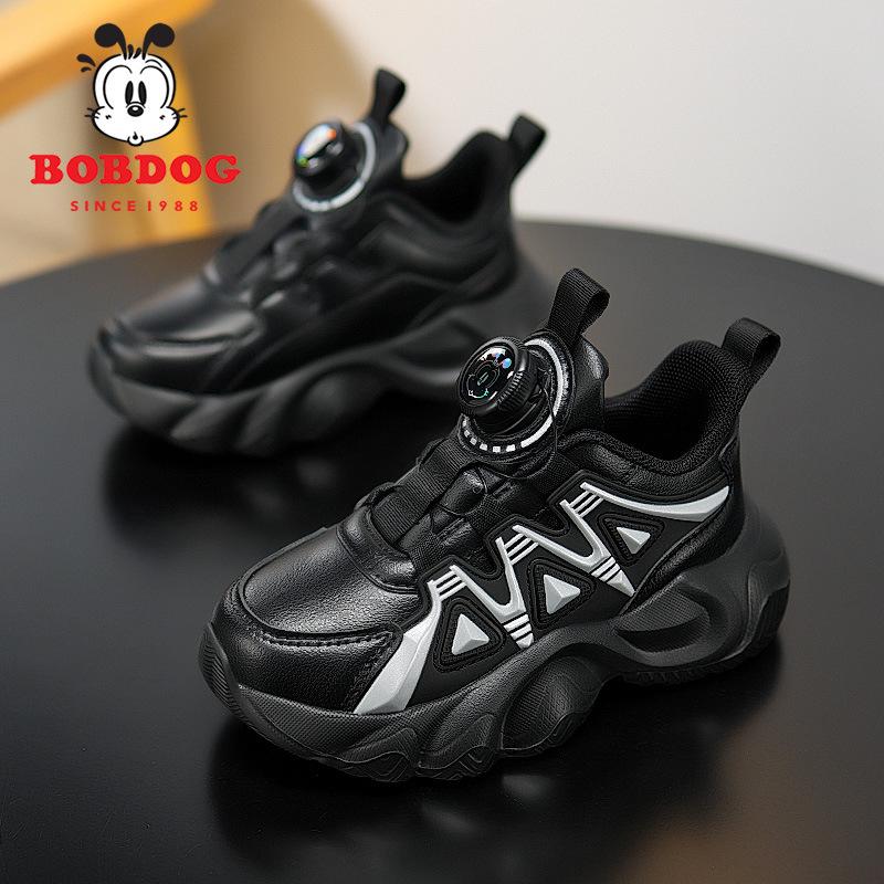 Babu bean little white shoes 2025 autumn new leather waterproof soft sole boys and girls campus versatile sports trend shoes