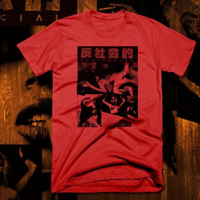T-Shirt Punk Rock Giapponese Kanji Antisociale Rocker BDSM Ragazza S-2XL Tee